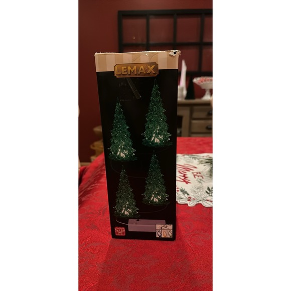 Lemax Lighted Christmas Trees Set of 4 - Picture 4 of 5